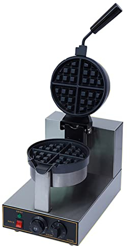 Panadero de gofres de una sola rotación comercial, placa de horno eléctrico Digital LED, máquina para hacer gofres de horno redondo para calentar pasteles