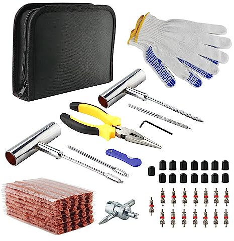 VonLux Tyre Repair Kit, Heavy Duty Tire Plug Kit, 80pcs Car Tubeless Tyre Puncture Repair Kit Fix Punctures and Repair Flat Tire for Car, Truck, Motorcycle, Jeep, Tractor etc, with Tyre Valve Tool
