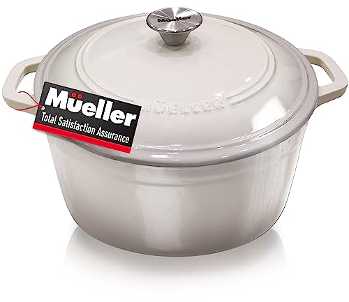 DuraCast 6 Quart Enameled Cast Iron Dutch Oven Pot with Lid, Heavy-Duty Casserole Dish, Braiser Pan, Stainless Steel Knob