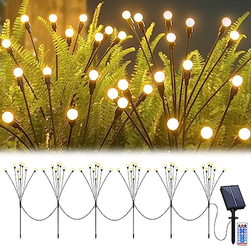 JIMACRO Soldriven trädgård, 6-pack 8 LED soldriven eldfluglampa, Starburst-svängande lampor med 8 belysningslägen, vattentäta trädgårdslampor för uteplats landskapsdekoration