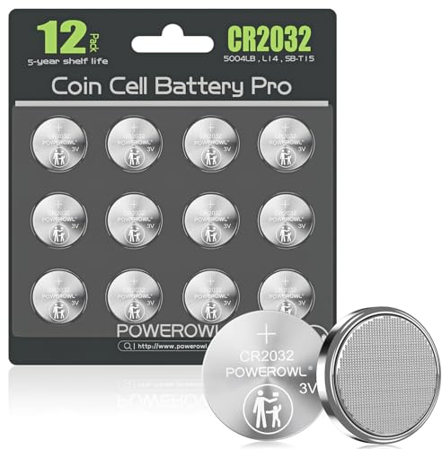 POWEROWL High Capacity CR2032 Battery 12 Pack - CR2032 Lithium 3V Coin Battery Replacement for Apple Airtag Key Fob Remote Controller LED Candles Glucometer