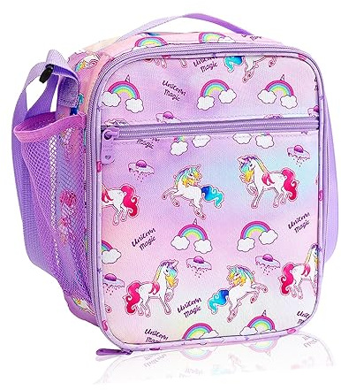 AYNKH Lunchtasche für Mädchen, isolierte Kühltasche, Thermo-Mahlzeiten-Tragetasche mit Flaschenhalter, tragbar, auslaufsicher, wasserabweisendes Futter, Lunchbox mit Griff und Riemen, für Arbeit,