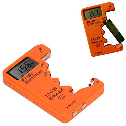 Batterieprüfer, Kapazitätstester Batteriemessgerät Digitaler Batterietester Kapazitätsmesser für AA, AAA, 6F22, 9 V, 1,5 V (ORANGE)