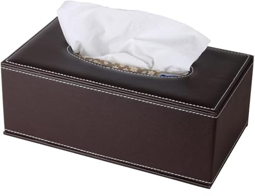 XNONE Kosmetiktücherboxen Leder Taschentücher Box,Rechteckig Taschentuchbox mit Magnetabdeckung,Tissue Box Holder für Esszimmer Badezimmer Schlafzimmer Büro Couchtisch Auto Dekor,Braun