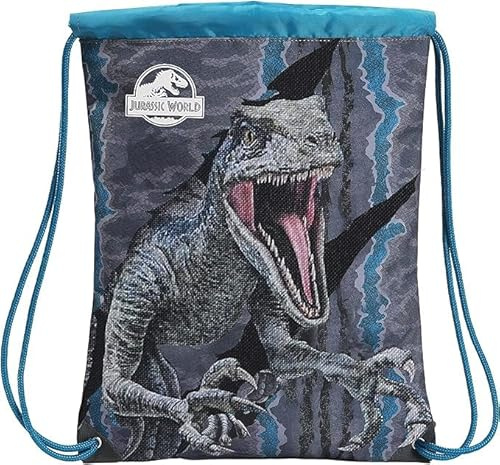 Jurassic World Zaino da Palestra, Zaino in Corda per Giovani, Borsa per Bagagli, Zaino da Viaggio che si Illumina al Buio, Regalo per Bambini e Adolescenti