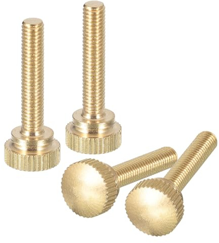 QUARKZMAN M5x25mm Tornillos de Pulgar Estriados 4 Piezas de Tornillos de Pulgar Estriados de Latón con Perillas de Agarre con Hombro Tono de Latón