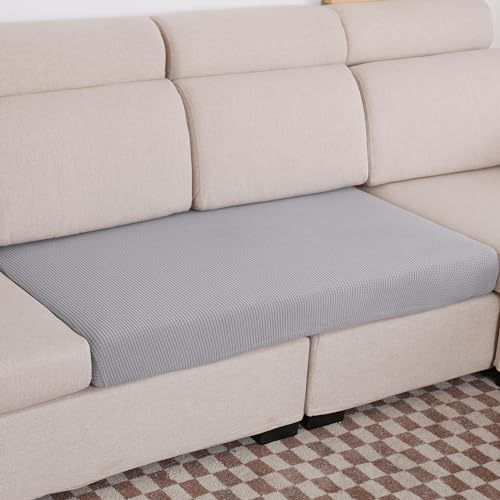 DALINA Textil - Funda para cojin de Sofa, Protector de cojin de Asiento Ajustable con Elastica, Tela de Poliester (Gris Claro, 100x50x20)