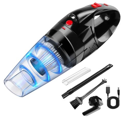 VickyHome Cordless Handheld Car Vacuum Cleaner, 2000mAh Battery Powered Car Hoover Cleaner Small Hoover Vacuum Cleaner with LED Light & 480ml Dust Collection Cup for Car Sofa Windows