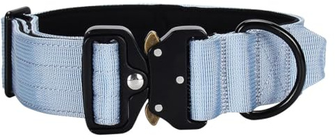 Vmokki Hundehalsband mit Metallschnalle Griff Verstellbar Weich Gepolstert Nylon für Welpen Mittlere Große Hunde (Hellblau, XL)