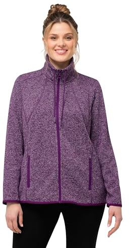 Ulla Popken - Chaqueta de Forro Polar de Punto con diseño de Rombos 832210, Color Lila, Lila., 48-50