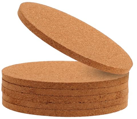 6 Stück Untersetzer aus Kork Vintage rund 10 cm korkuntersetzer | für Getränke, Schreibtischuntersetzer, runde Untersetzer-Set für Tassen, Becher, Getränke, Pflanzenuntersetzer DIY