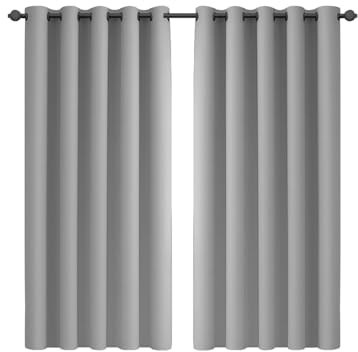 Imperial Rooms Eyelet Blackout Curtains for Bedroom 66x54 Inch Light Grey Curtains for Living Room Thermal insulated and Energy Saving 2 Panels with Tiebacks