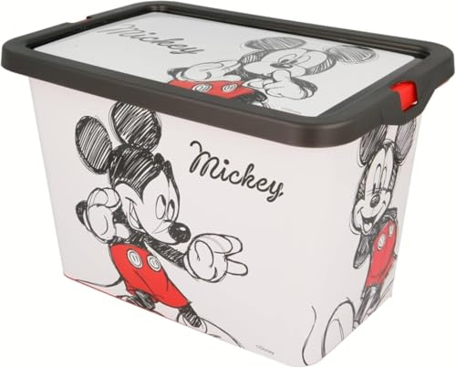KP Pharma Disney Mickey Mouse Kinder-Spielzeug-Aufbewahrungsboxen mit Klick-Verschluss-Deckel für Spielzeug, Bücher, Decken, Kleidung - Aufbewahrungsbox für Jungen und Mädchen, 7L