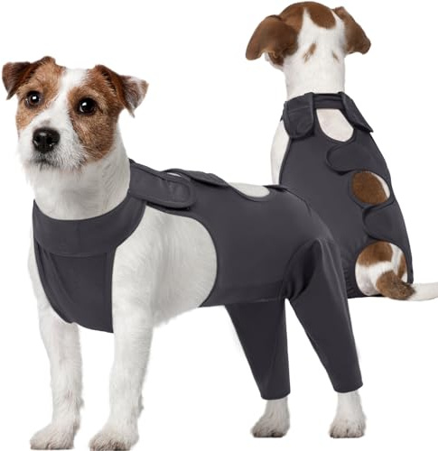 Kuoser OP Body Hund Hündin & Rüde, Hunde Body mit Hinterbein, Grau XS | Hundebody mit Hinterbeinen schützt Bauch & Hinterbeine nach OPs vor Lecken, weich, elastisch & als Alternative zur Halskrause