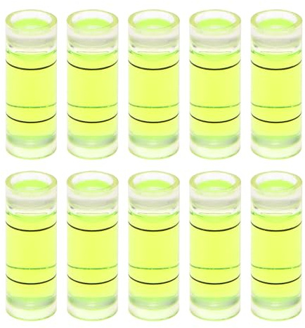 sourcing map Lot de 10 petites fioles cylindriques de niveau à bulle en PMMA 8 x 22 mm - Mini niveau à bulle horizontal - Outils de mise en page pour camping-car, TV, cadre photo - Outil de mise en
