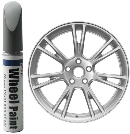 Treesiche Farbe Alufelgen Ausbesserungslack für Tesla Model Y 19 Apollo Wheel Model 3 19 20Induction Wheel, Ausbesserungslack Felgenkratzer Reparatur Felgenfarbe Randsteinfarbe Stift（Sonic Silver）