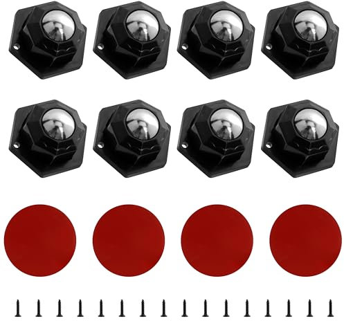 YSDMY 8 Pcs Black Small Castors - 20mm Ball Castors with Mounting Holes, 360 Degree Rotation, for Small Furniture & Trash