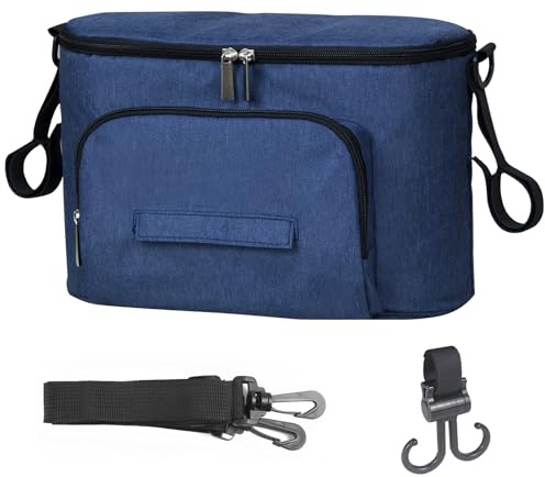 Bizcasa Multifunzione Borsa Organizer per Passeggino, Borsa Cambio Neonato, Impermeabile Borsa per Passeggino con Tracolla, Usato Come Borsa da Trasporto, Organizer Universale per Passeggino (Blu)