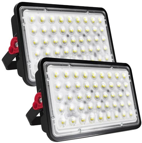 CREATESTAR Projecteur extérieur LED 100W lot de 2, 10000LM Spot LED Extérieur IP66 étanche projecteur led extérieur Projecteur blanc froid 6500K, Eclairage Exterieur pour jardin cour