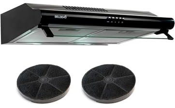 Hotte casquette visière BELDEKO 60 cm – Noir – Double moteurs – Débit jusqu’à 435 m³/h – 3 vitesses – Filtres lavables + filtre à charbon – Éclairage LED – Évacuation ou recyclage – Marque française