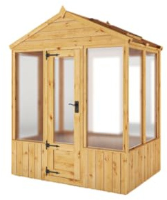 WALTONS | 4 x 6 Greenhouse | Wooden Outdoor Potting Shed | Apex Roof | Opening Vent | Single Door | Customisable Layout | 4ft x 6ft | 4x6 | (Polycarbonate Glazing)