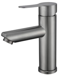 DILECI - Robinet Compact pour Salle de Bain Gris Métallisé – Mitigeur Lavabo Design Moderne et Épuré – Idéal pour Petits Espaces et Meubles de Salle de Bain – Durable, Élégant et Facile à Installer