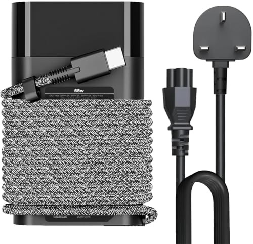 New Slim 65W USB C Laptop Charger for HP Spectre X360, Envy X360, EliteBook, Chromebook, Elite X2, ZBook, Pavilion, notebook Type C AC Adapter Travel Power Cord(3m)