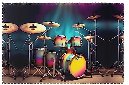 Cool Drums Set - Juego de 6 manteles individuales lavables para decoración del hogar