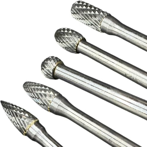 CAV INNOVA – Set 5 Fresas de Carburo de Tungsteno (6 x 10 mm) para Taladro y Multiherramienta | Brocas Rotativas Tipo Lápiz, Lima, Carbide Burr para Metal, Acero, Aluminio, Madera y Plástico | Lijar