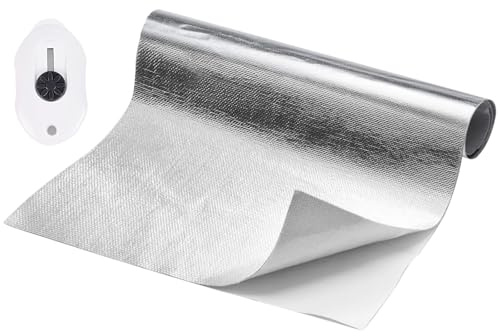 LongZYU Pannello Scudo Termico In Alluminio Pellicola Protettiva Termica Autoadesiva in Fibra di Vetro Pratico Foglio Paracalore Termo Isolante Adesivo per Tubo Scarico Auto Moto, 60 x 400 cm 300℃