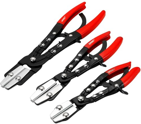 DASBET 3PCS Hose Pinch Off Pliers Set | 8'' 10'' 12'' Automatic Locking Ratcheting Pliers Set for Automotive, Radiator, Fuel, Coolant Lines