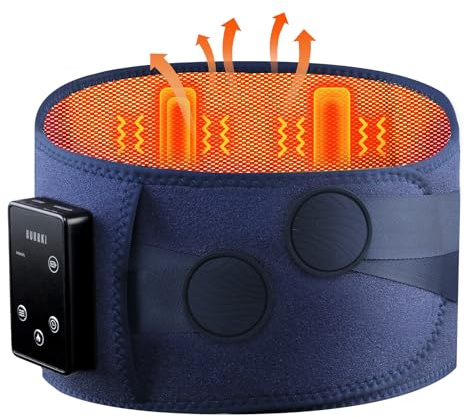 Graphen Wärmegürtel Rücken mit 5000mAh Akku, Heizkissen Rücken Kabellos Massagegerät mit 4 Massagemodi & 3 Wärmestufen zur Linderung von Rückenschmerzen, Abschaltautomatik, Geschenk für Männer Frauen