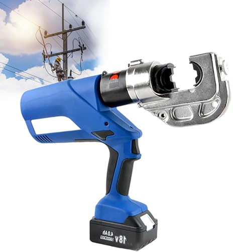 OZBME Crimpatrice elettrica idraulica per capicorda, utensile Portatile Ricaricabile con 12 matrici per connessioni sicure in Rame e Alluminio (Stile Normale)