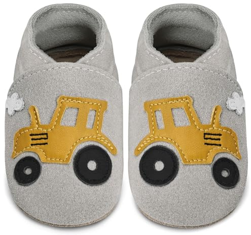IceUnicorn - Chaussures d'apprentissage pour bébé, garçon ou fille - Chaussures de marche en cuir souple avec semelles en daim antidérapantes, 18-24 mois