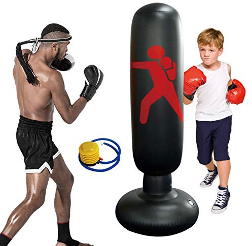 sacco da boxe bambini 160 cm sacco da boxe da terra per bambini Sacco da sabbia per colonna gonfiabile da appoggio gonfiabile Sacco da kickboxing per allenamento con pompa ad aria a pedale