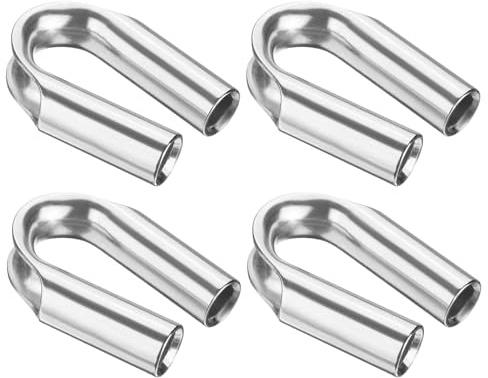 PATIKIL 1/3 (8mm) Guardacabo De Tubo De Cable De Acero Inoxidable 304, 4 Pcs Tubo Protector De Cable para Aparejos Industriales De De Acero, Plateado