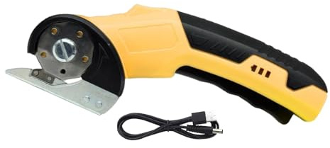 Cutter Électrique | 320RPM Outil de Découpe Portable avec Verrou de Sécurité et Lumière LED - Ciseaux Rotatifs Rechargeables pour Tissus Cuir Moquette Carton,Atelier de Bricolage et