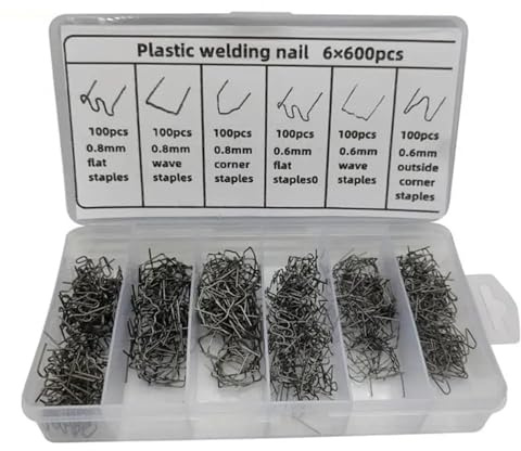Plástico Soldadura Máquina Máquina de reparación de plástico (3000/1200/600 piezas), soldadora, grapadora caliente, parachoques, guardabarros, soldadora, kit de grapas(Grey 600pcs)