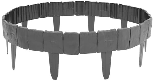 NUOBESTY 20 pièces Lot de Bordures de Jardin Plastique Flexible Aspect Pierre Clôture Décorative pour Parterres et Plantes Installation Facile et Design Élégant pour Extérieur