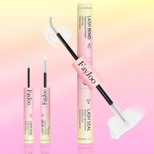 FayJoo 2-in-1 Wimpernkleber & Versiegelung, 5 Tage Langanhaltend, Hypoallergen Schnelltrocknend Wasserfest, Starker Flexibler Halt für Cluster/Einzel/Wimpernstreifen, 5ml+5ml, Weiße