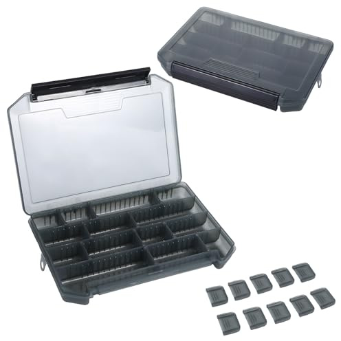 2 scatole per esche da pesca, accessori da pesca, scatola da pesca con scomparti, scatola da pesca per esche artificiali, ganci e girelle, accessori da pesca, scatola da pesca