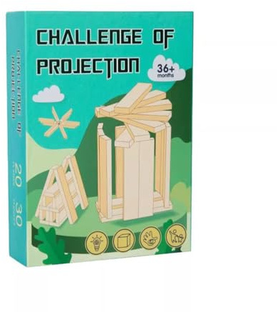 LLTCMYGS Montessori träklossar för rumslig projektion, 3D-perspektivigenkänning stapelspel
