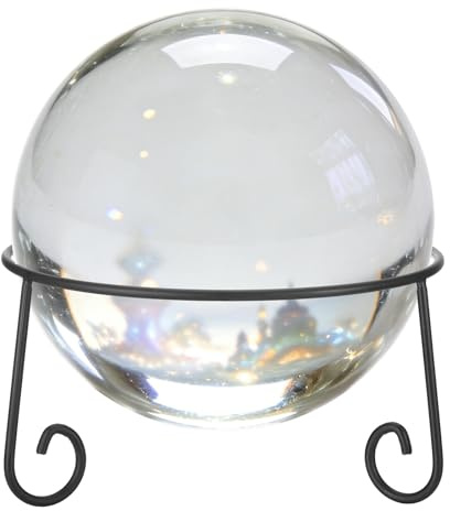 sourcing map Iron Metal Gazing Ball Stand, 20cm x 11cm(IDxH) Garden Crystal Ball Display Stand for 22-27cm Sphere Holder Plant or Flowerpot Holder Home Decoration for Yard Garden, Black