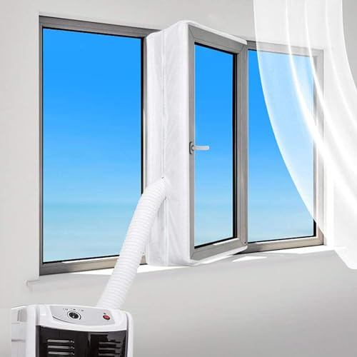 Portable Air Conditioner Window Seal, Universal Window Kit for Air Conditioner Unit, Air Exchange Guards with Zip and Hook Tape, Easy to Install (4 Meter)