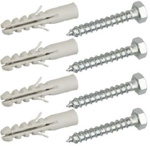 electrosmart Pack of 4 M8 x 50mm Steel Bolts Kit with Wall Plug & Washer for Mounting Bracket Aerial Sky Dish Gates