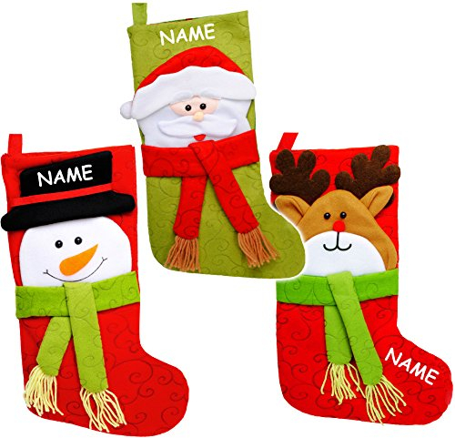 alles-meine.de GmbH 1 Stück XL - Weihnachtssocke & Filzstrumpf - 3-D Effekt - Weihnachten - incl. Name - 45 cm - Nikolausstiefel - Nikolausstrumpf/Weihnachtsstiefel - gro..