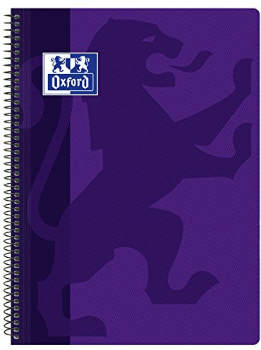 OXFORD SCHOOL CLASSIC Cuaderno Espiral Tapade Plástico Folio 4x4 con margen 80 Hojas LILA
