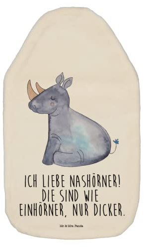 Mr. & Mrs. Panda Wärmflasche Einhorn Nashorn - Geschenk, Einhornpower, Einhorn Deko, Kleine Wärmflasche, Wärmflasche mit Bezug, Einhörner,
