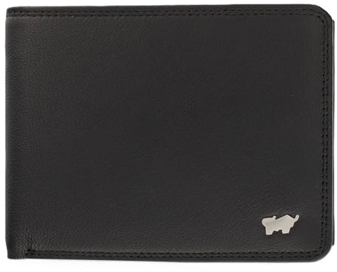 BRAUN BÜFFEL Herren Geldbörse aus echtem Leder Golf 2.0 - Portemonnaie für Männer - 8 Kartenfächer + Reißverschlussfach - Schwarz