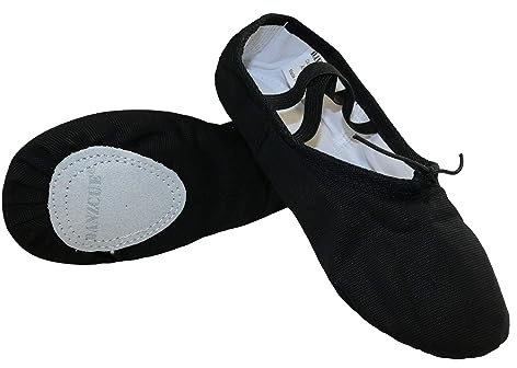 Danzcue Adult Canvas Split Sole Ballet Slippers Ballet Shoes for Women Dance Shoes, Black, 8M